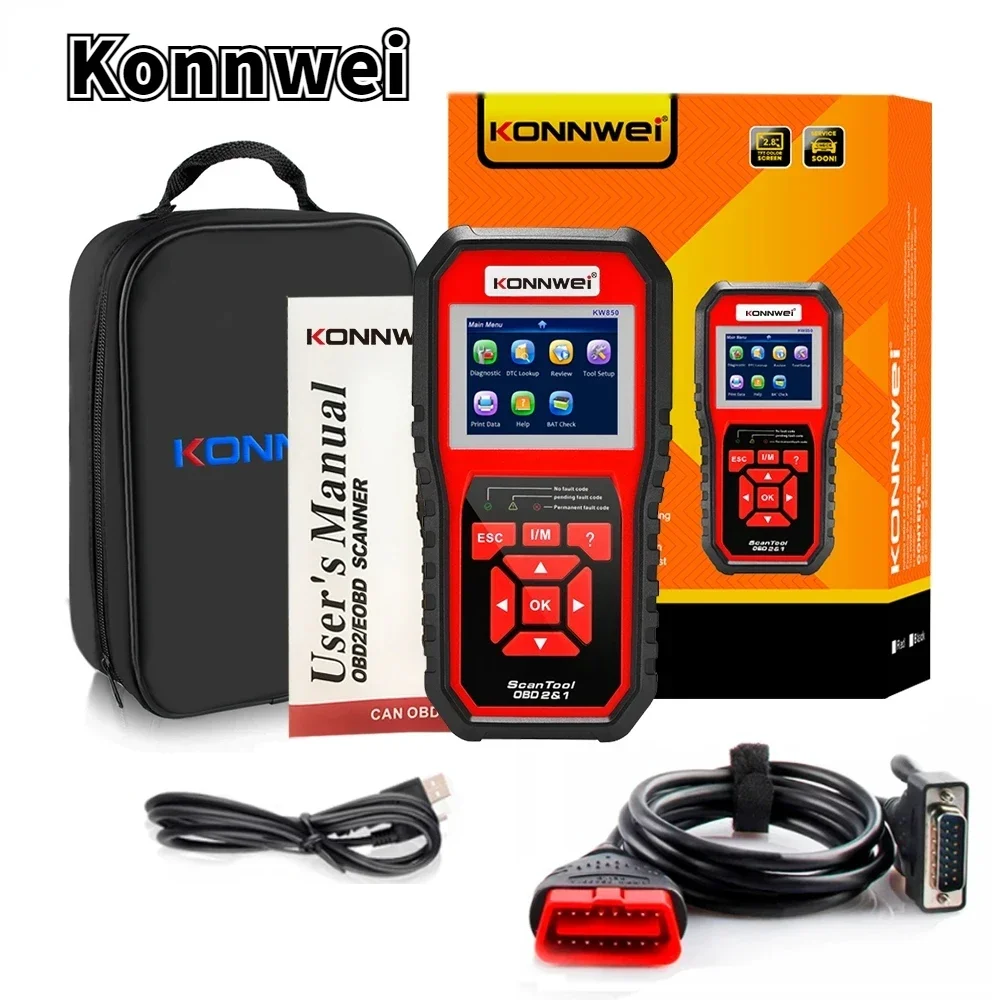 

KONNWEI KW850 Full OBD2 Car Diagnostic Tools OBD 2 Auto Scanner Check Engine O2 sensor Battery Test OBDII Code Reader PK CR3008