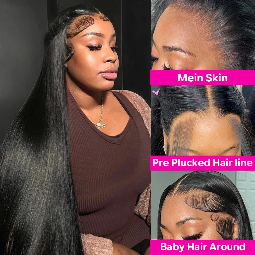 7x6 Lace Wigs 46 Inch 200 Density Straight Hair 13x6 HD Transparent Lace Frontal Wig 13x4 Lace Front Human Hair Wigs For Women