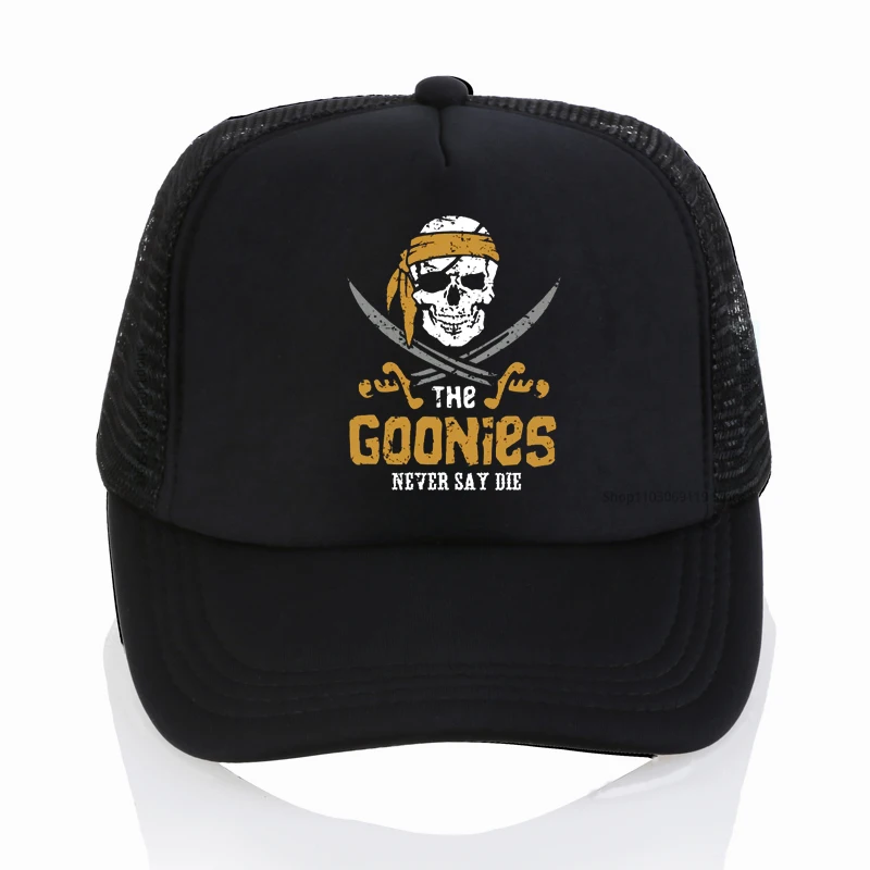 

The Goonies Never Say Die Astoria Oregon Pirate Flag Baseball Cap men women Summer Mesh Breathable Trucker hat