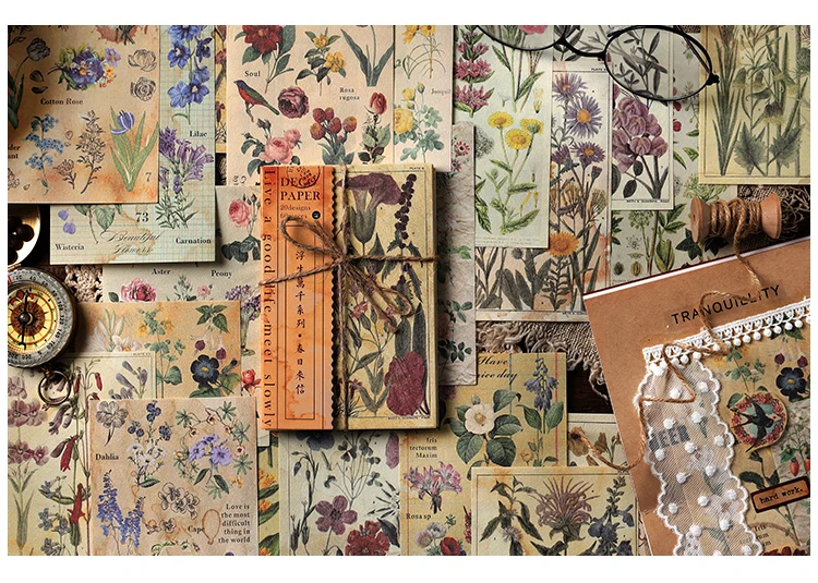 60 Blatt kreatives Scrapbook, Vintage-Materialien, Papier-Kombi-Set, DIY, Junk-Journal, Collage, Fotoalbum, Retro-Kunstpapier – Detail 8