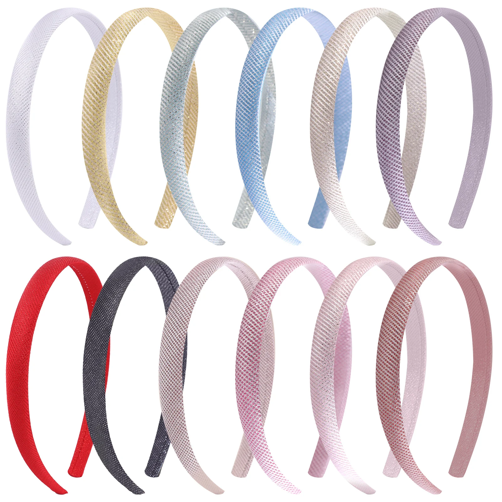 8/12pcs Candygirl Girls Shiny Glitter 1.5cm Fine Grid Colour Hair Bands Hair Hoops Party Hairbands Lovely Kids Hair Accessories