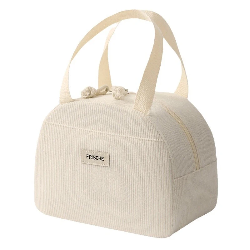 Cute Floral Corduroy Lunch Bag Thermal Insulation Bento Box Large Capacity Lunch Bag Handbag For Work School Picnic