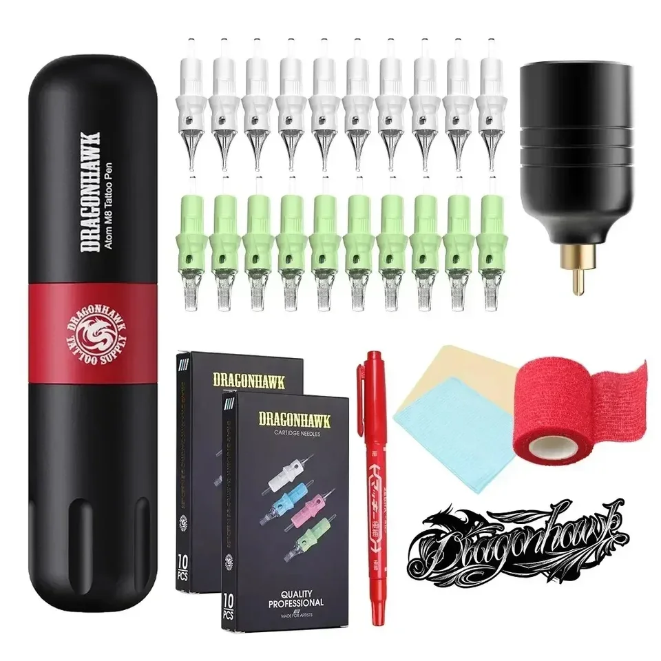 Dragonhawk – Kit de tatouage professionnel, Machine rotative, stylo, encre  d'alimentation, ensembles d'aiguilles, accessoires de maquillage,  boîte-cadeau - AliExpress