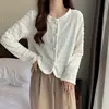 Round Neck Button Pleated Solid Straight Premium Temperament Fashion Casual Autumn Winter Thin Cardigan Women's Clothing 2022 4