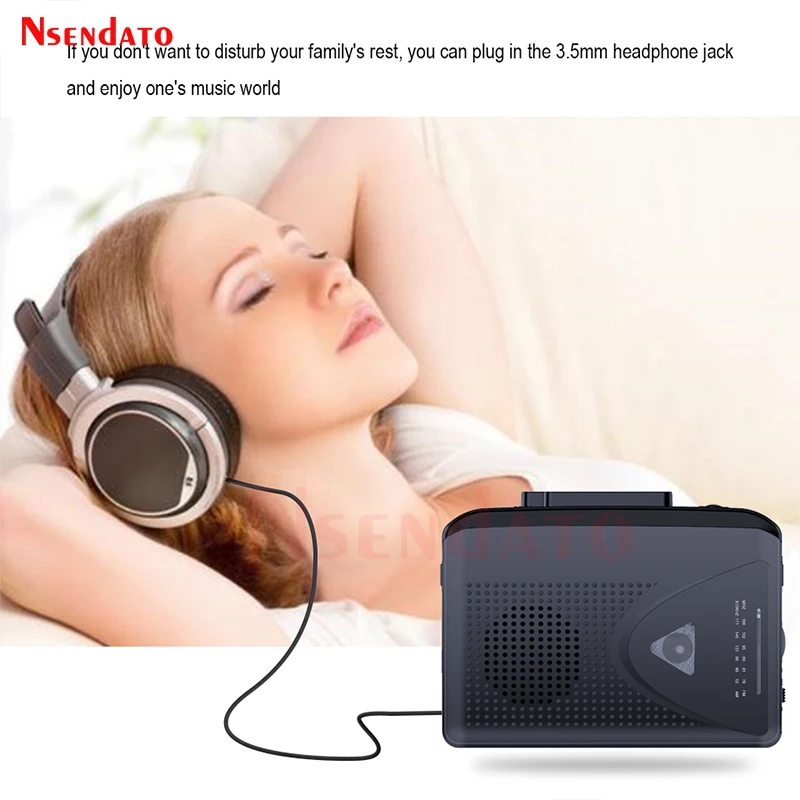 Portable Cassette Radio Player Recorder Tape FM AM 3.5MM Radio Cassette Player with Built-in Speaker in the NO PC