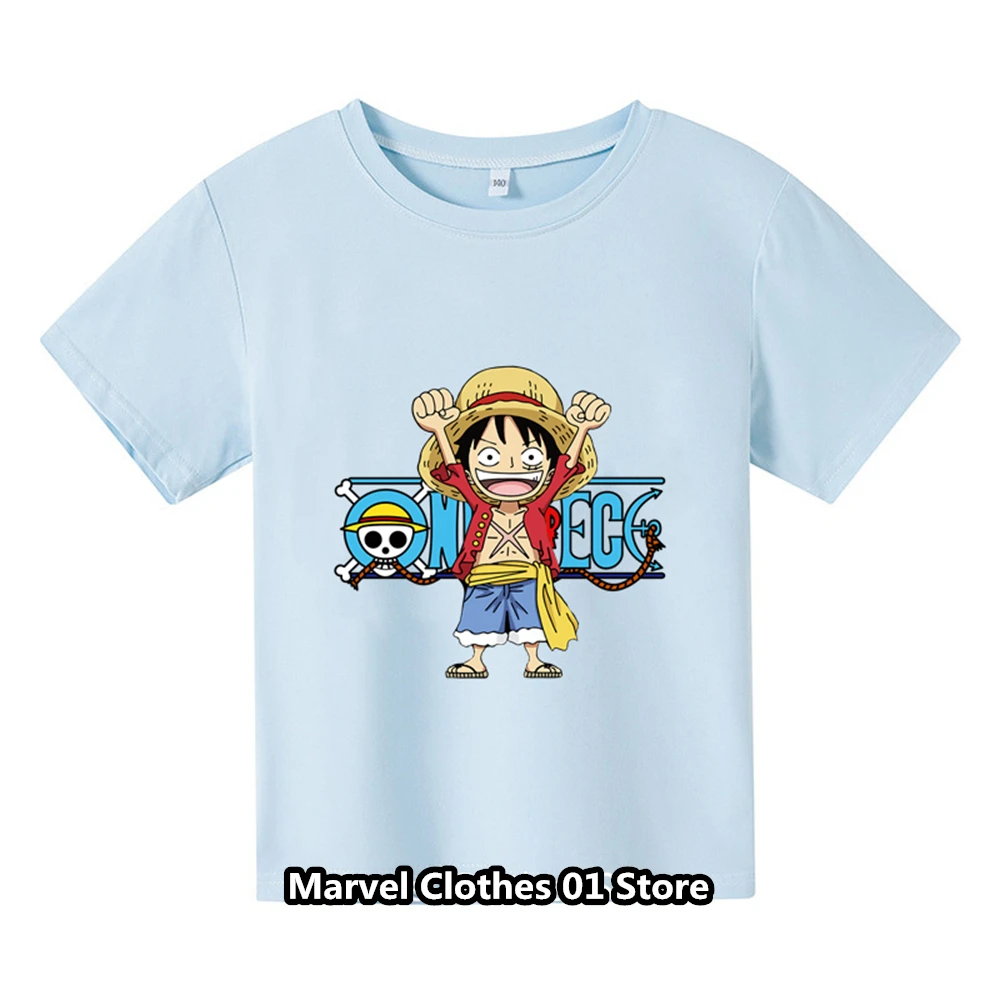 New Summer Short Sleeve Anime One Pieces Printed T-shirt  Children Summer Cool Streetwear Cool Boy Girl Kids Tops 2