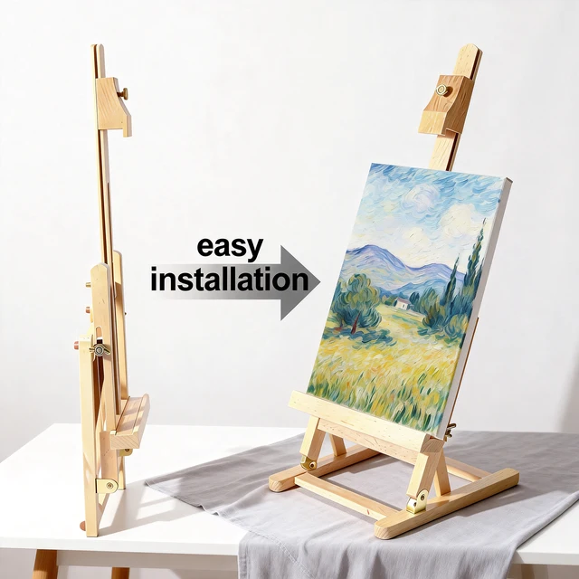 Desktop Art Easel Foldable Tabletop Easel Stand Height and Angle Adjustable Wooden Small Easel for Classroom Outdoor Sketching 1