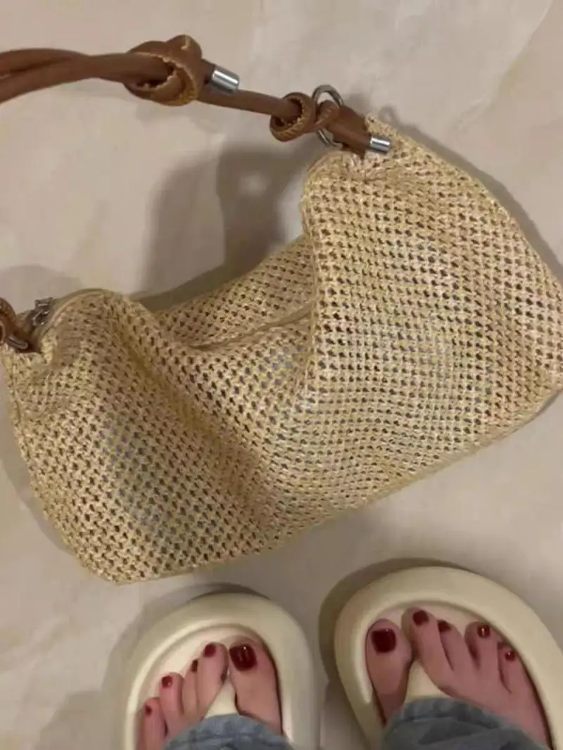 JIAERDI Summer Holiday Travel Woven Bag Fashionable Leisure Beach Straw Shoulder Bag Ladies Versatile Casual Crossbody Bags 2025