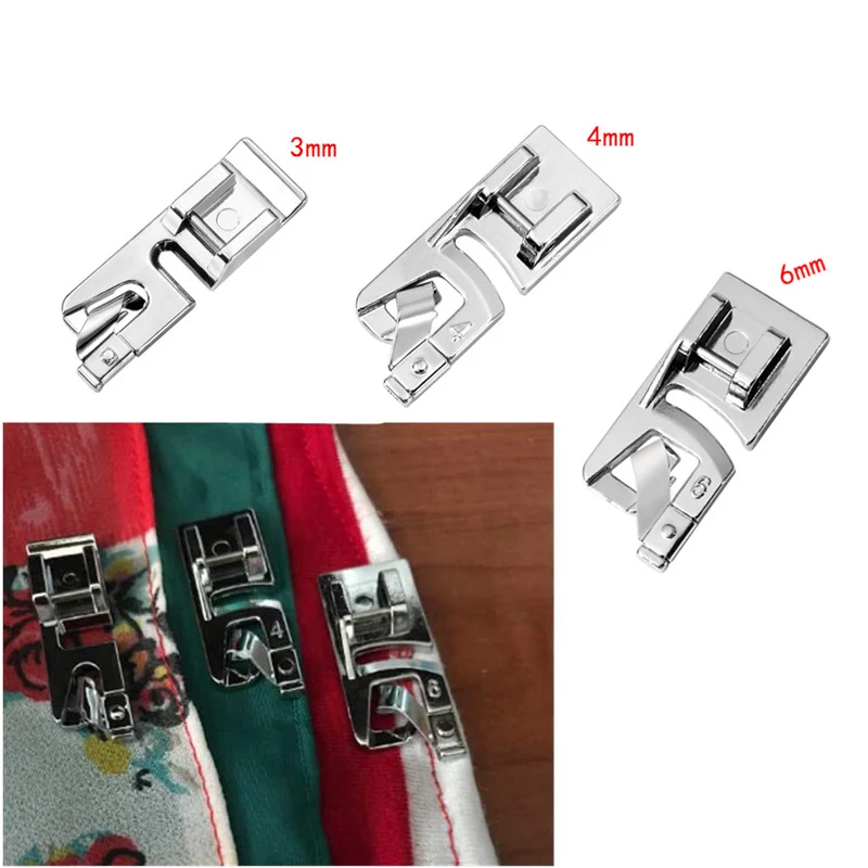 3Pcs Rolled Hem Sewing Machine Presser Foot Hemming Foot Kit For Singer  Brother Janome Home Sewing Rolled Hemmer Presser Foot - AliExpress