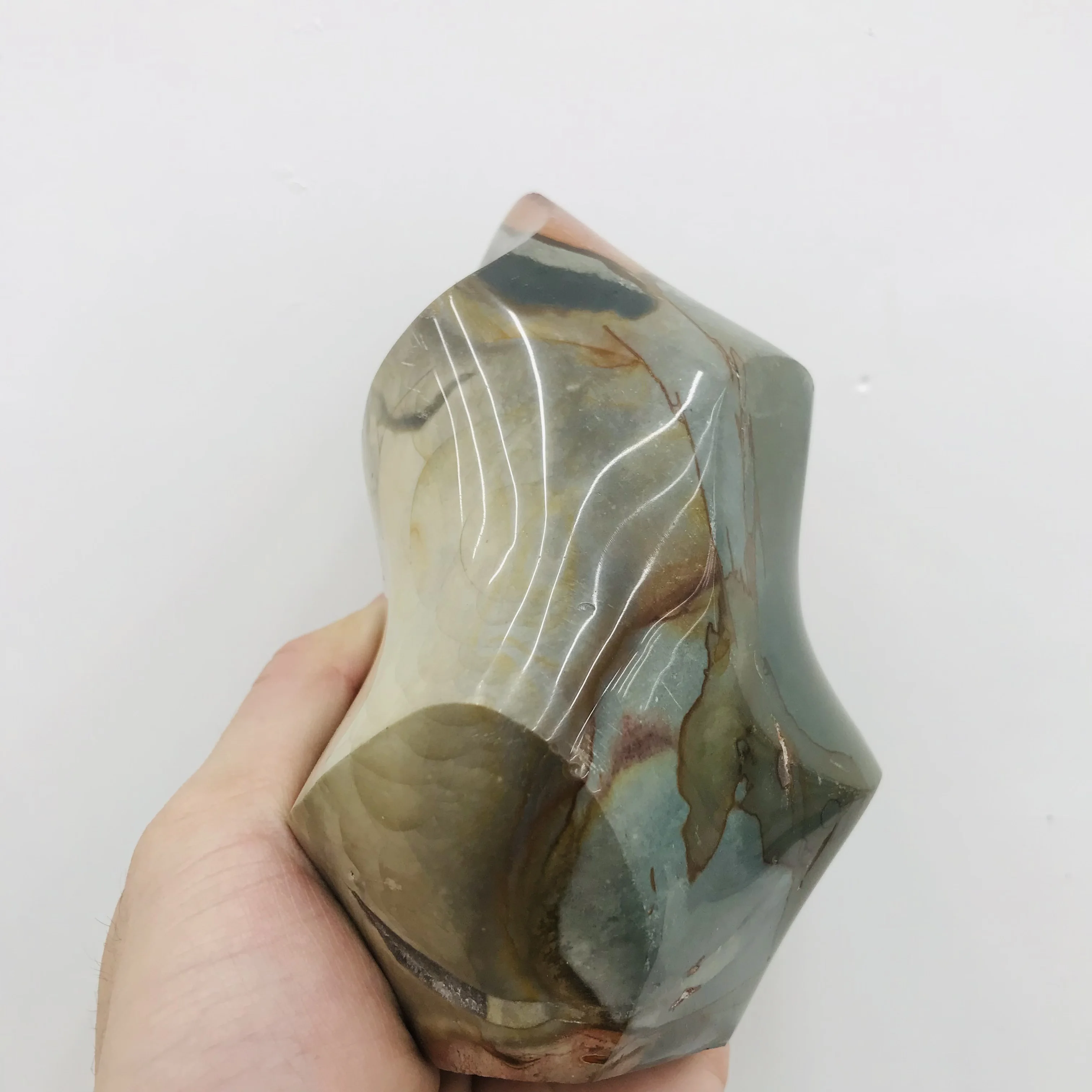 

Natural Marine Jasper Torch, Quartz Crystal Ore Carved Torch, Mineral Obelisk Point Magic Stick Healing Stone, Degaussing Decora