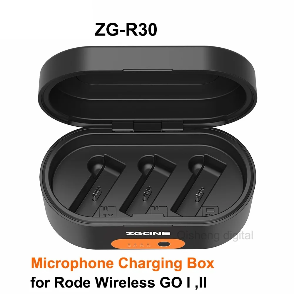 

New ZG-R30 Wireless Microphone Charging Box 3400mAh Battery Fast Charger Case Box for Rode Wireless GO I II Wireless Mic