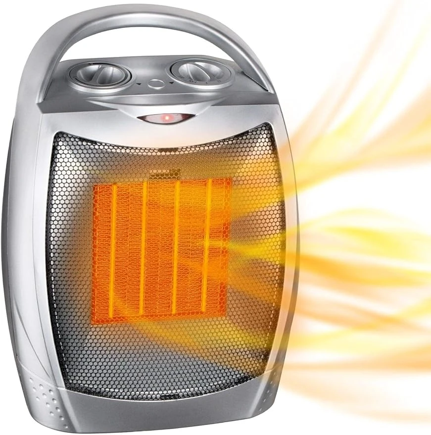 

Portable Electric Space Heater with Thermostat, 1500W/750W Safe and Quiet Ceramic Heater Fan, Heat Up 200 Square Feet