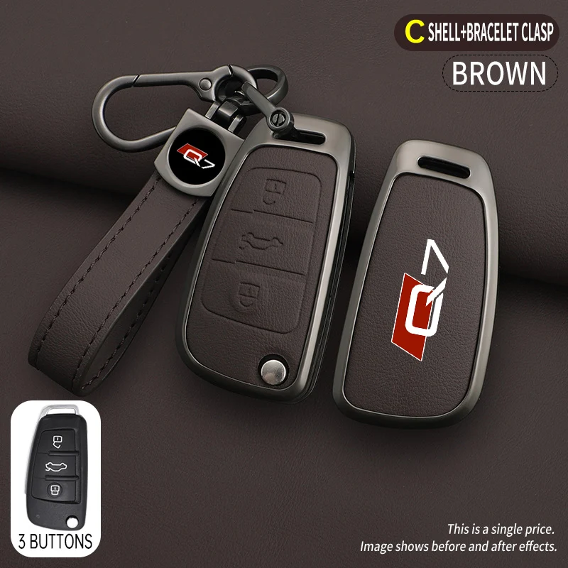 Zinc Alloy Car Smart Remote Flip Key Case Cover Shell Protector Fob Keychain For Audi Q7 4m 4l key case cover,key case,flip key fob shell,car key shell,remote control case cover