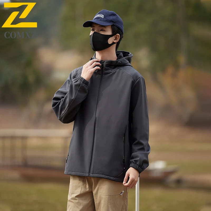 EiAO Jacket Spring Couple's Short Softshell Waterproof Windproof Breathable Outdoor Coat for Hiking Camping Fishing Urban Active