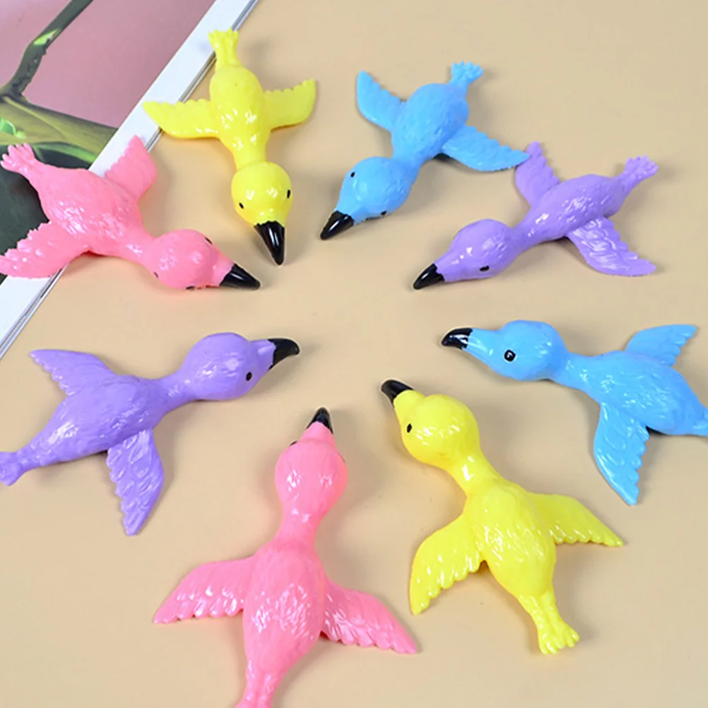 12 Pcs Projectile Toy Fingers Flying Game Chicken Toys Pranks Sensory Kids Adorable Children Funny Flamingo Mini