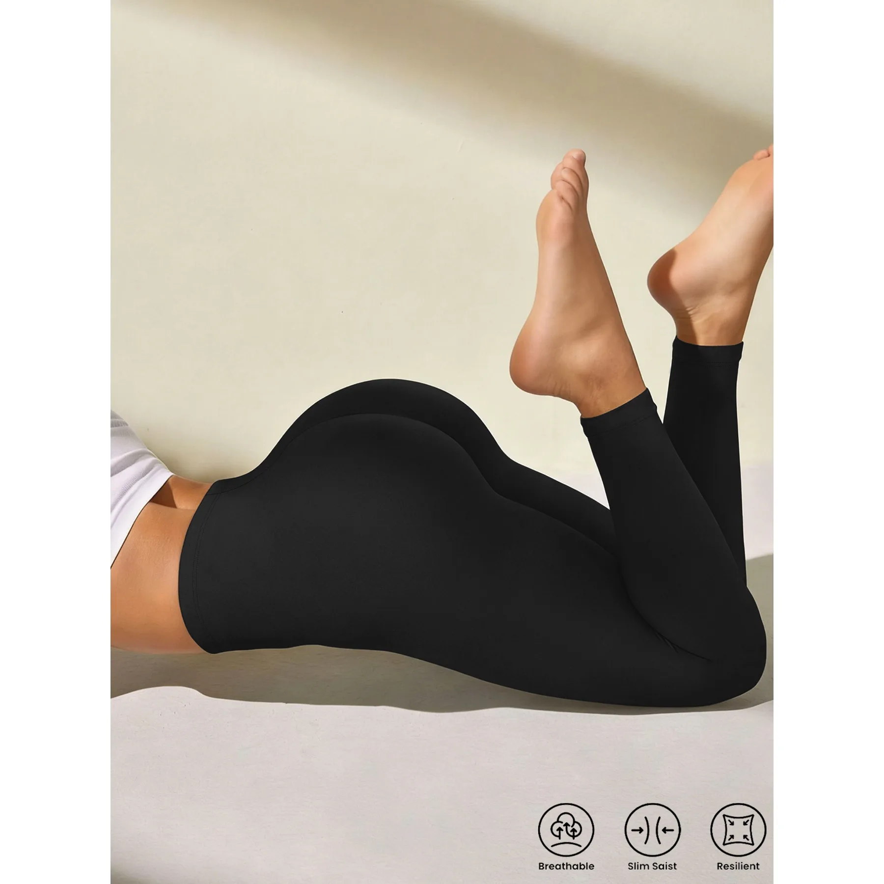 Damen-Trainings-Leggings mit niedrigem Bund – superweiche, hochelastische Strumpfhose für Yoga, Laufen, Training im Alltag – Detail 2