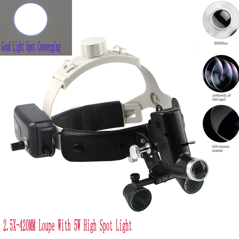 

2.5X Medical Headband Equipment Dental Loupe Surgical Optical Glasses Magnifier Dental Loupes With 5W Wireless LED Headlight