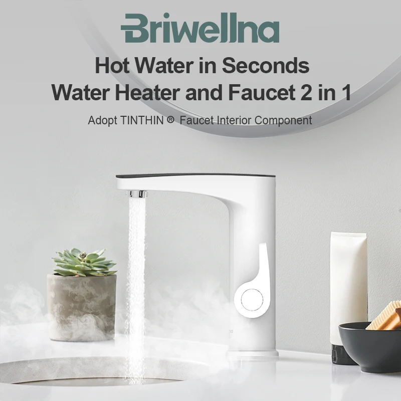 Briwellna ก๊อกน้ำ pemanas Air listrik 220V 2 in 1, ก๊อกน้ำร้อนติดตั้งบนดาดฟ้าก๊อกน้ำก๊อกน้ำไหลก๊อกน้ำ eectric 1