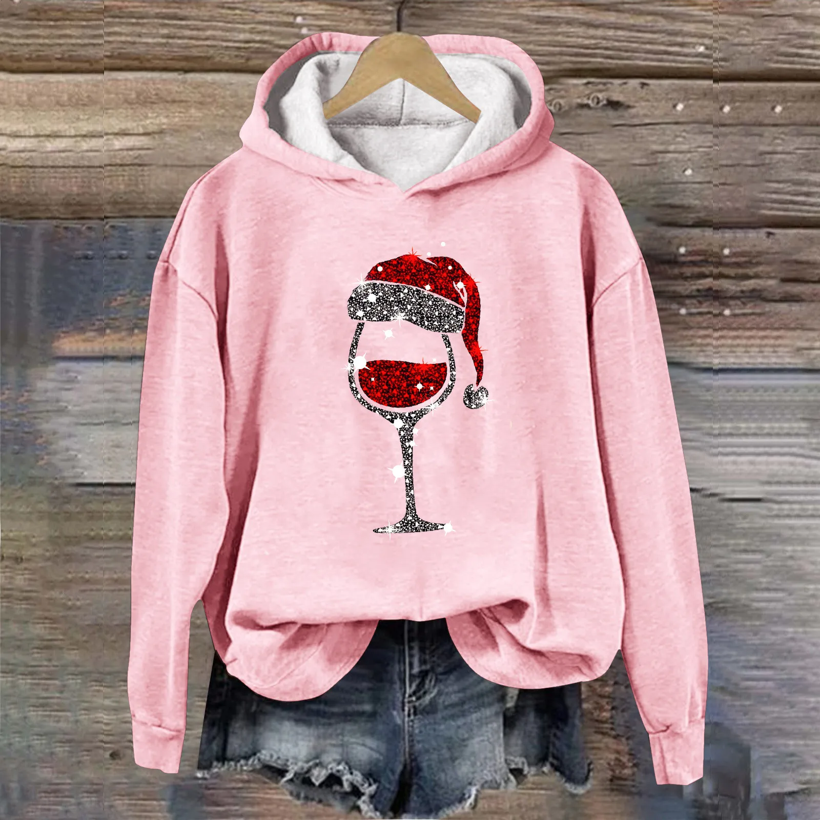 

Women's Funny Christmas Print Sweatshirt Hooded Sweatshirts Casual Autumn Spring Korean style Fairy Aesthetic