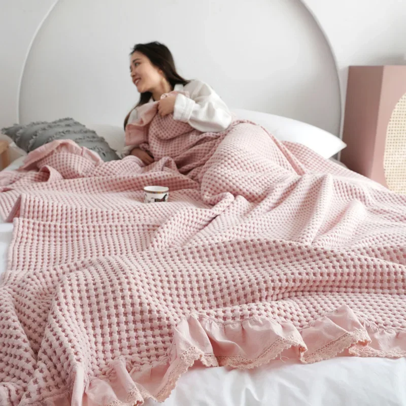 Cotton edge waffle towel quilt towel blanket blanket summer cool quilt air conditioner quilt 4