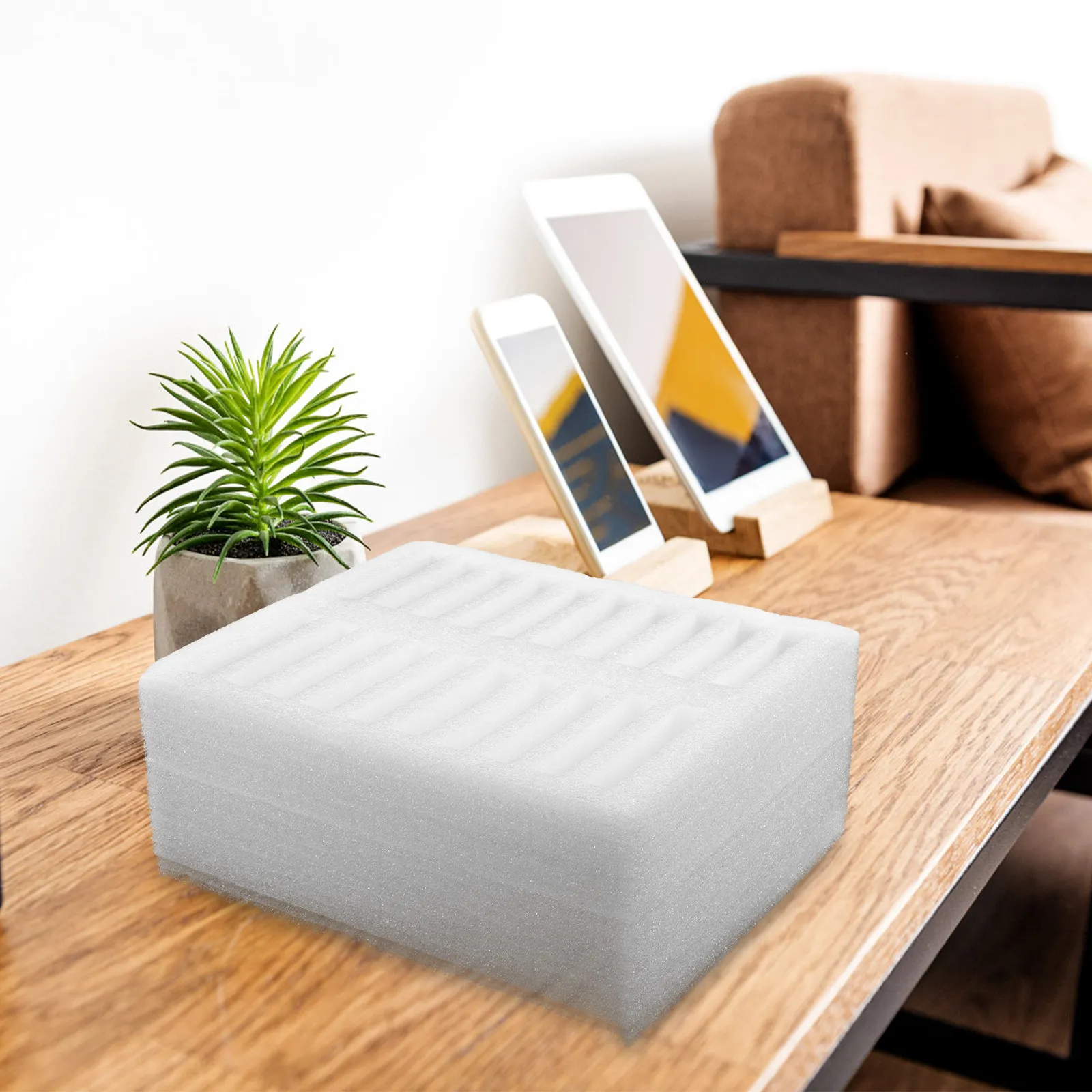 20 슬롯 휴대폰 정리함 수납함, 교실 사무실 책상 정리용 휴대폰 홀더, 컴팩트 EPE 폼 보호 데스크탑