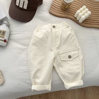 Autumn Newborn Baby Korean Version Of Children's Cotton Casual Pants Spring And Autumn Solid Color Pants Wear Baby Spring 3