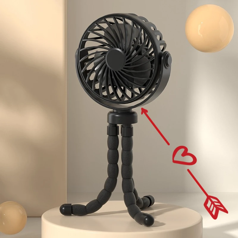 Portable Clip-On Stroller Fan with USB Rechargeable Battery and Adjustable Speeds