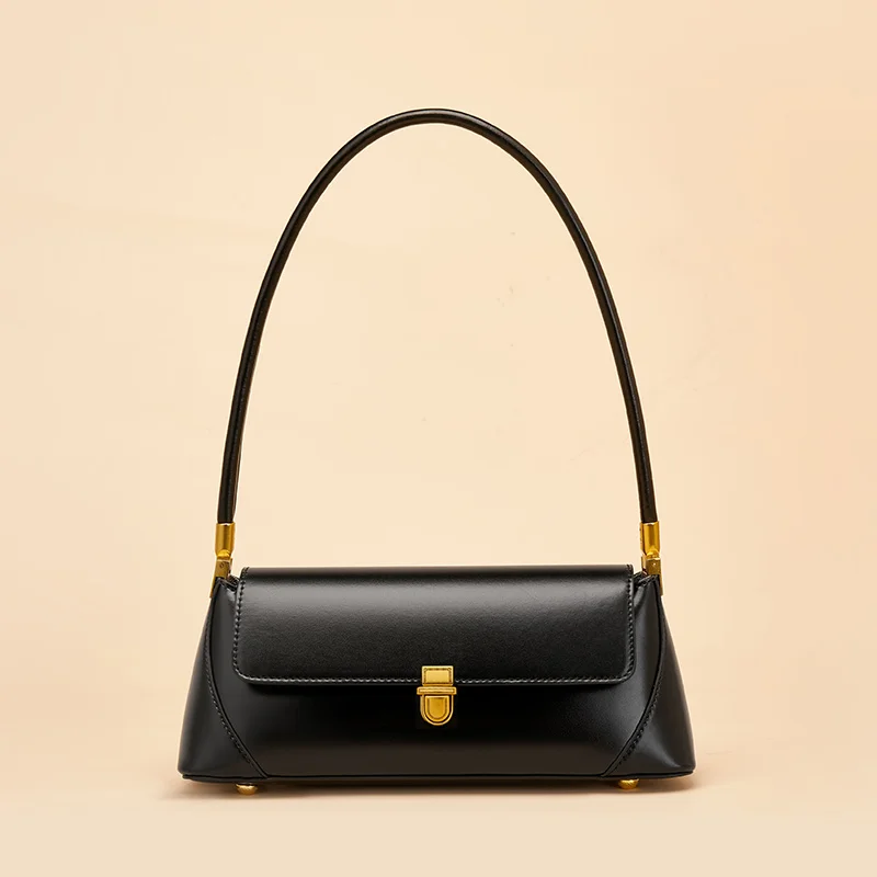 Shoulder Bag Leather Handbag Women's Baguette Bag Genuine Leather Shoulder Bag Cowhide Women Handbags