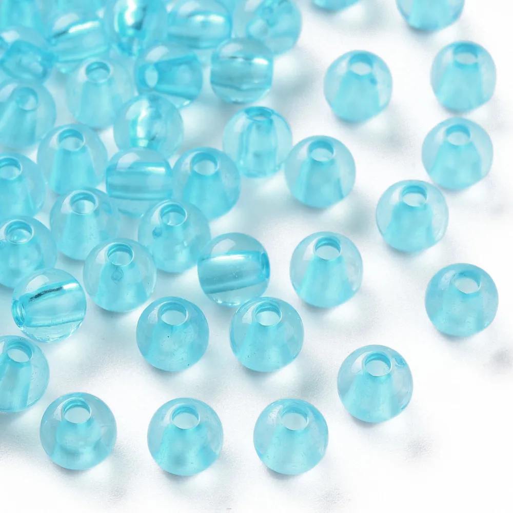 

500g Transparent Acrylic Beads Round Deep Sky Blue 6x5mm Hole: 1.8mm about 4400pcs/500g