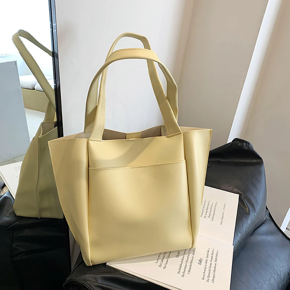 

Large Capacity Women Shopper Totes Bags 2023 New Trendy Commuter Shoulder Tote Bag Ladies Simple All-Match Underarm Bucket Bag