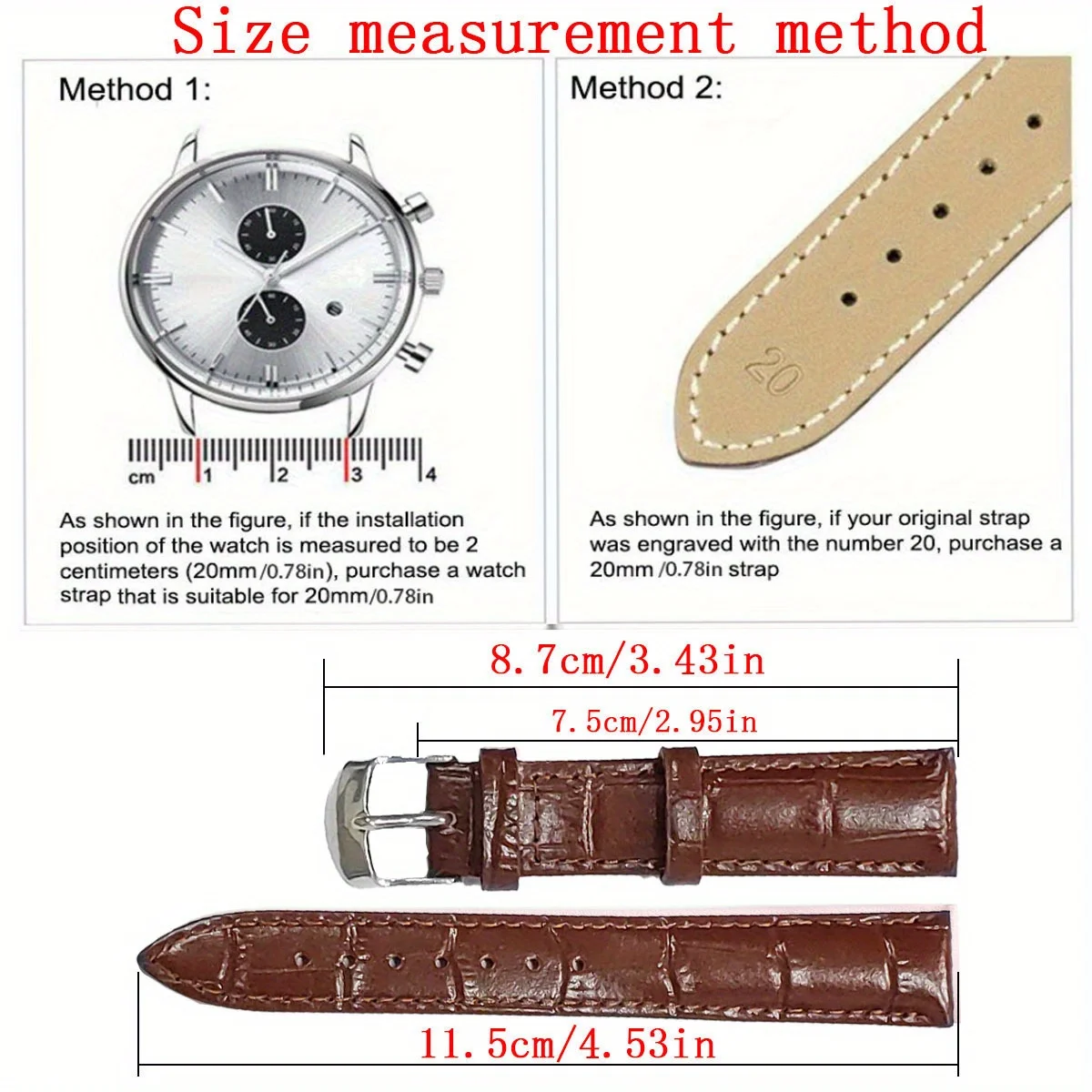 Elegant Alligator Leather Unisex Watch Strap - Genuine Leather Replacement Band