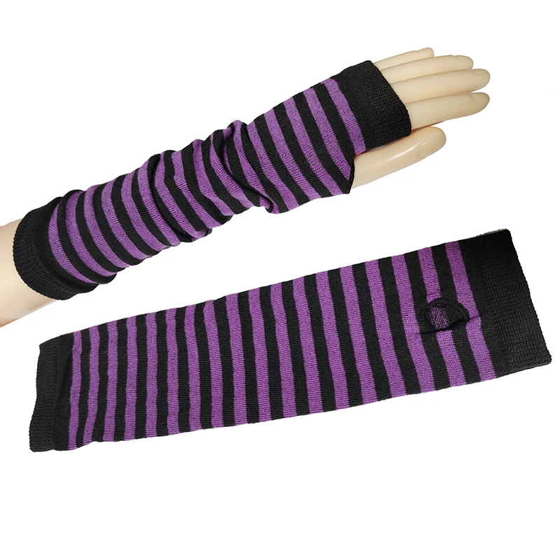 SYAYA Fingerlose Handschuhe Damen - Gestreifte Armwärmer Für Punk & Cosplay