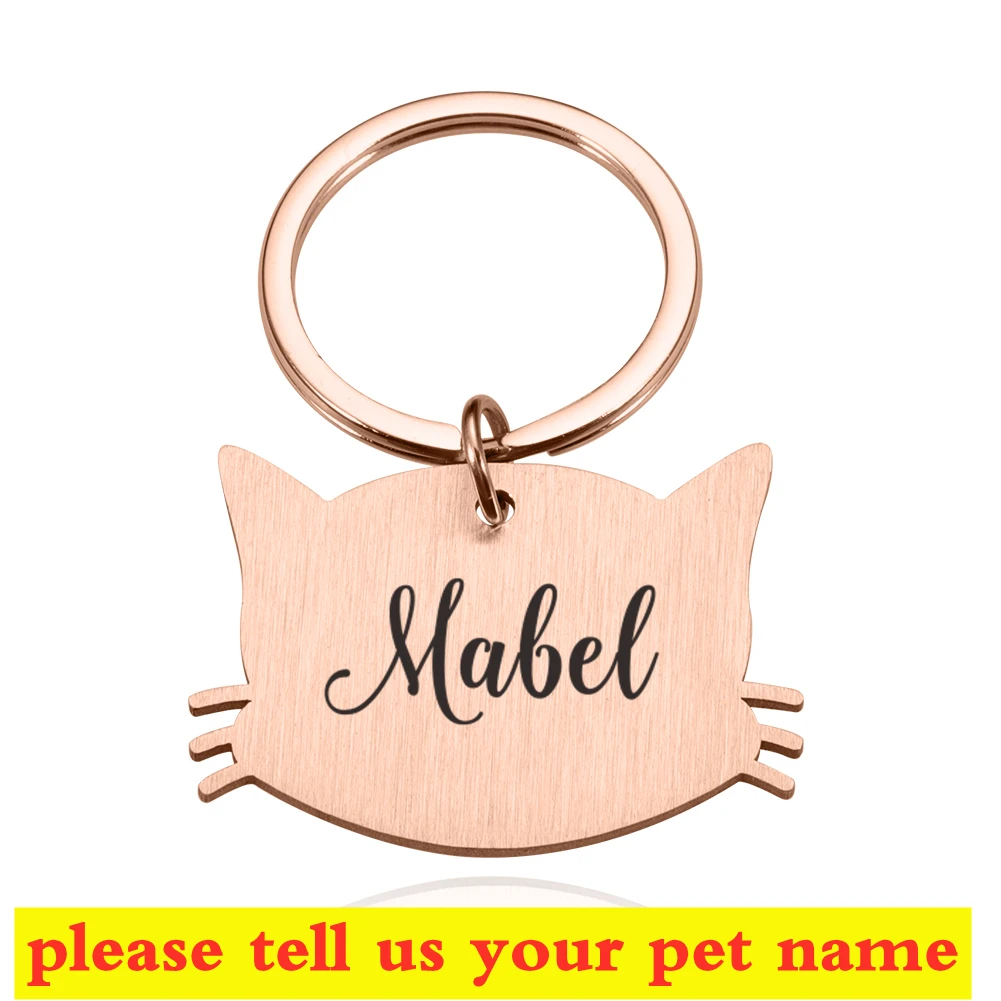 Personalized Plate Pet Tag Cat Dogs Collar Accessories Medal Free Engraving Kitten Puppy Name Engraved Lettering Cat face Badge 