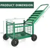Heavy Duty Rolling Garden Cart with Seat 4-in-1 Ergonomic Design Garden Work Seat on Wheels Sturdy Metal Construction Easy 4