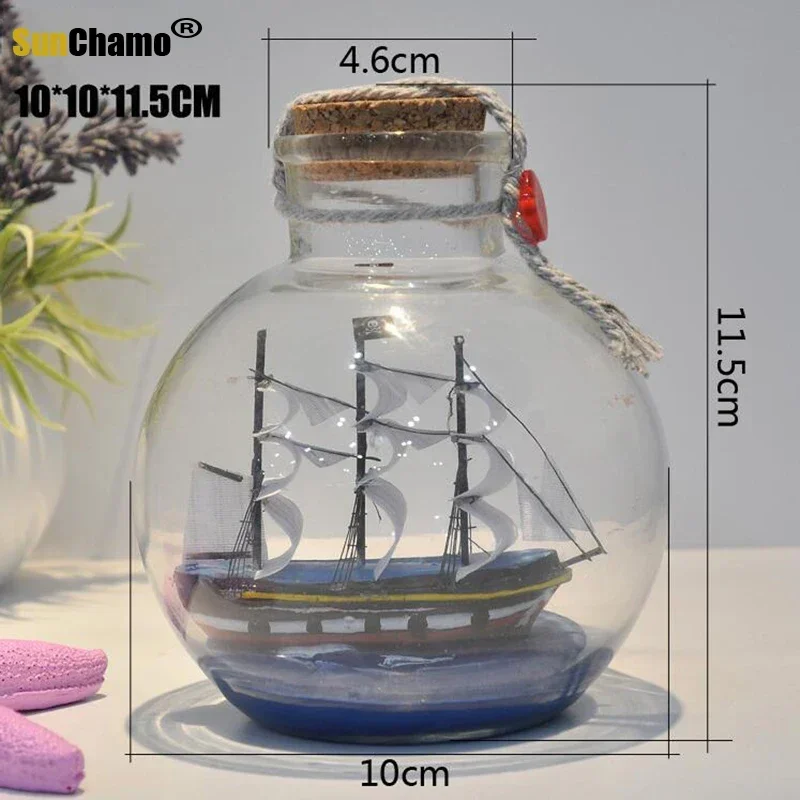 Home Decor Mediterranean Style Mini Ship Boat Drift Bottle Charm Small Wood Cork Glass Vial Valentine's Day Gift Vials
