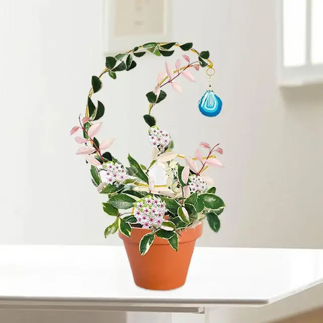 Rácsos A Mászó Növényekhez Beltéri Hold Alakú Növényi Rács Achát Medál Kis Kerti Cserepes Növények Barkácsolásához - Image 5