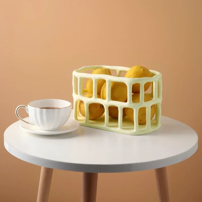 Hollow Resin Fruit Tray Home Living Room Desktop Fruit Plate Snack Candy Bowl Furnishings Cosmetic Storage Basket Holder fruit plate snack bowl