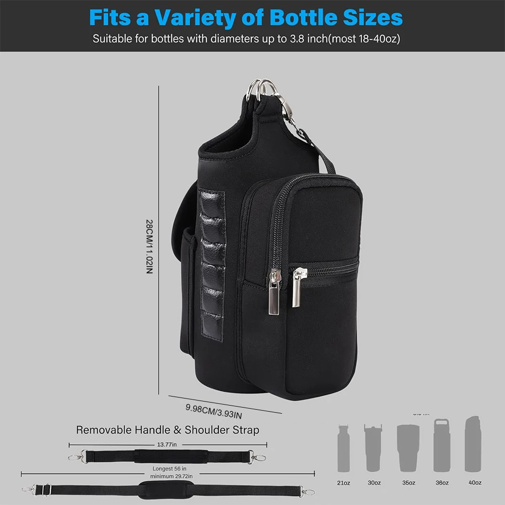 Magnetic Water Bottle Bag Crossbody Water Bottle Pouch Phone Holder Water Bottle Carrier Bag for Men Women Fitness Travel Sports