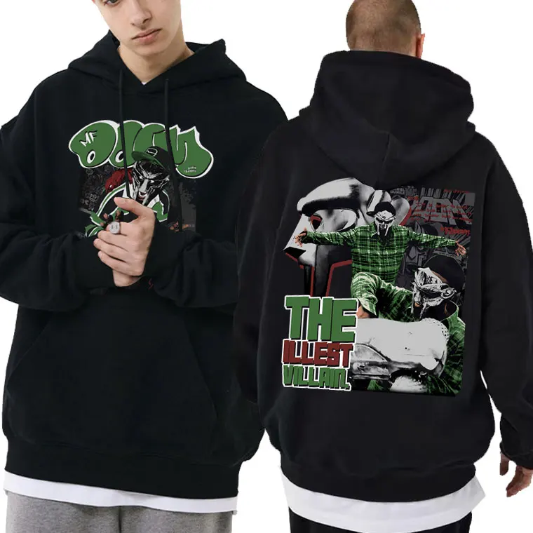 Rapper Mf Doom Madvillainy The Illest Cattivi Felpa Con Cappuccio Con Stampa Fronte-Retro Felpe Con Cappuccio Oversize Moda Uomo Felpe Hip Hop
