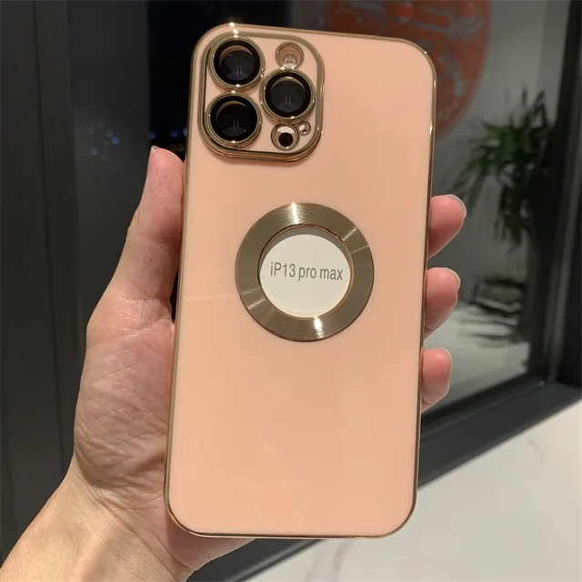 New luxury case for iphone 11 12 13 mini pro MAX back cover bumper etui capa CD pattern plating dropshipping pink gold