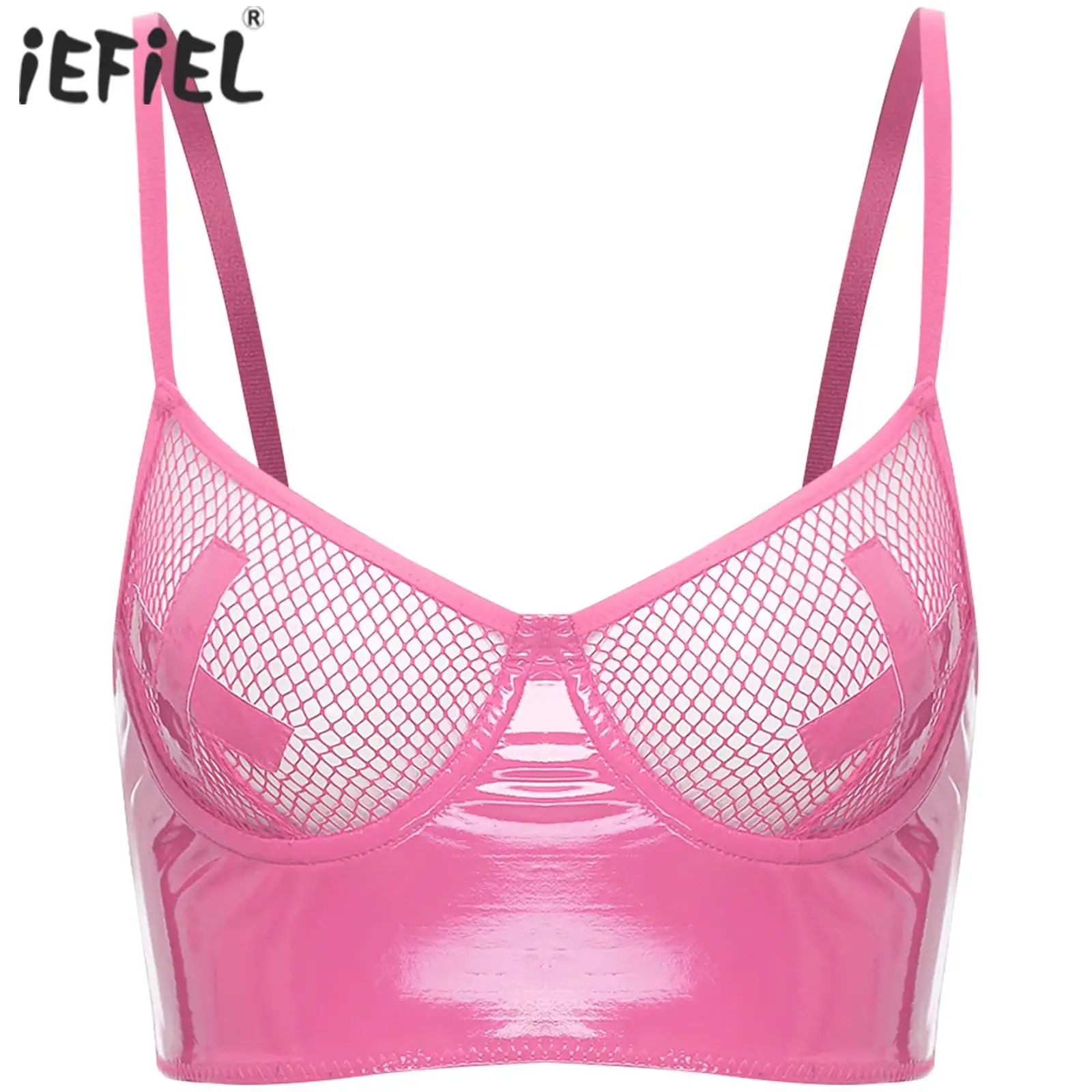 Womens Lingerie Fishnet Mesh Bra Bustier See Through Mesh Underwire Balconette Back Zipper Bras Sexy Push Up Wet Look Crop Top erotic lingerie women strapless bras