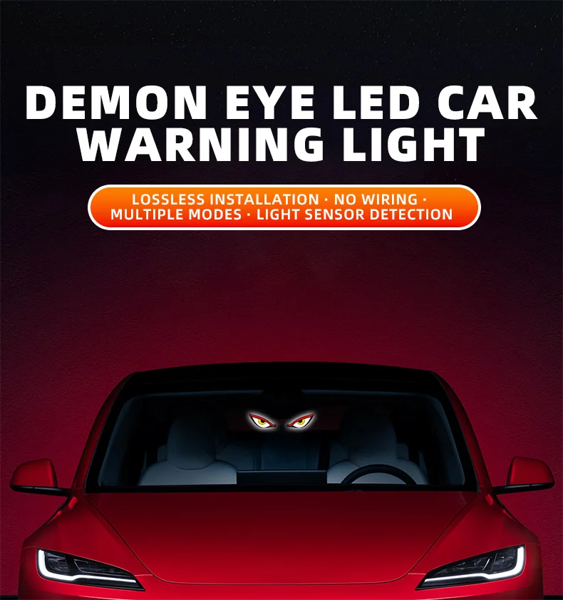 Solar Powered Car Neon Light Wireless Cool DEMON EYE Led Ambient Light Suction Cup USB Rechargeable Atmosphere Breathing Lamp