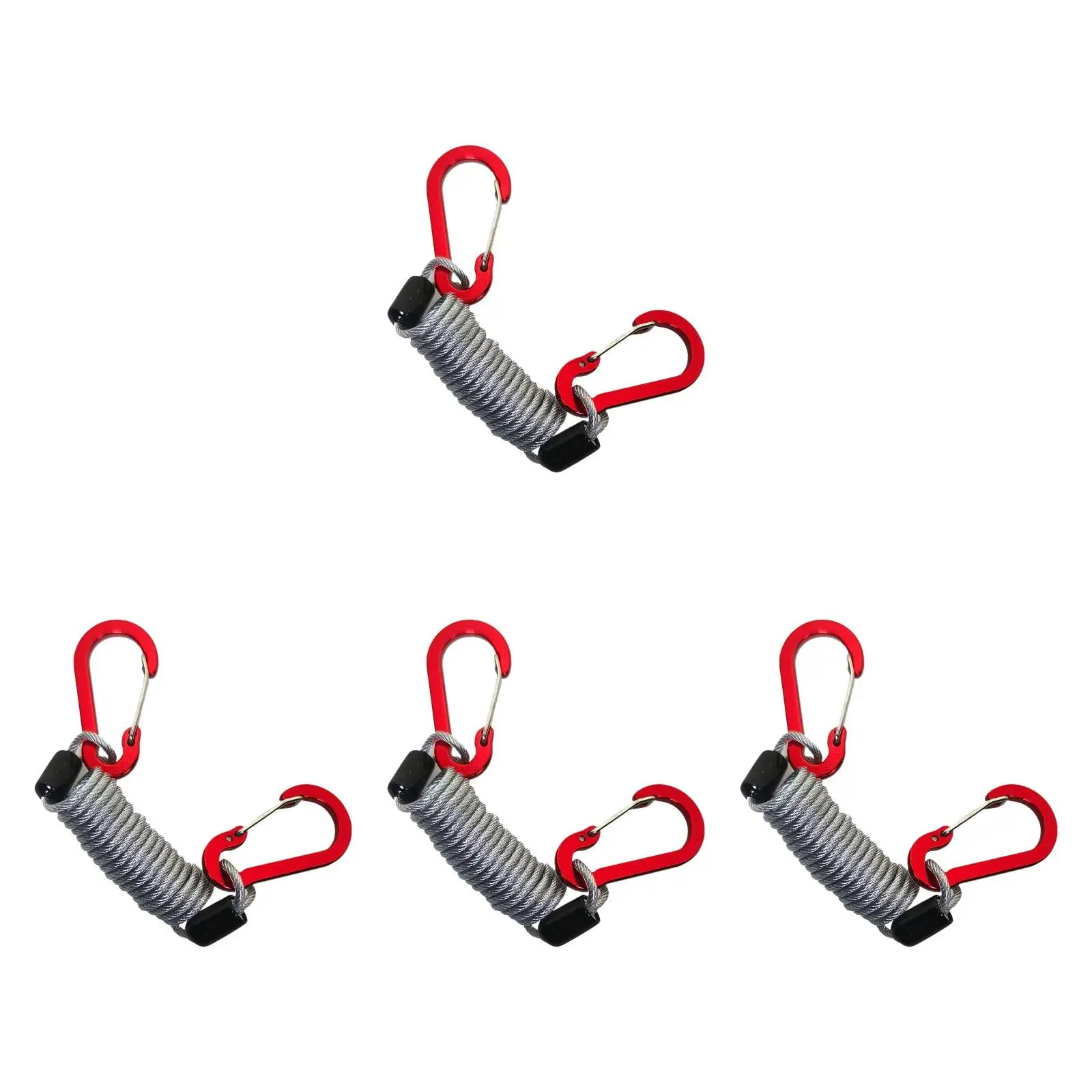 4Pcs Fishing Lanyards with Carabiners Transport Coil Lanyard Portable Fishing Tackle Boxes Tool Accessories Fishing Pole Tether