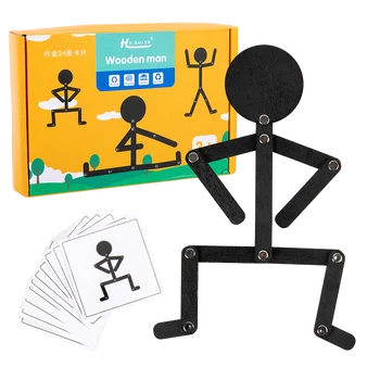 Kids Montessori Toys Wooden Early Learning Educational Puzzles Sporty Pose JigsawImprove Hands-on Skill Busy Board Gifts 1