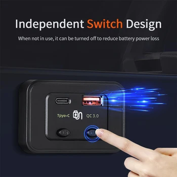 Caricabatteria da auto 48W caricatore rapido a doppio interruttore PD 12 v24v accessori per caricabatterie da barca per autobus Caravan per auto