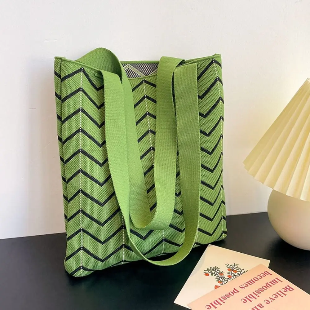 

Полосатая сумка ручной работы, модная вместительная вязаная сумка-тоут, шерстяные вязаные сумки на плечо, праздничная сумка средней осени