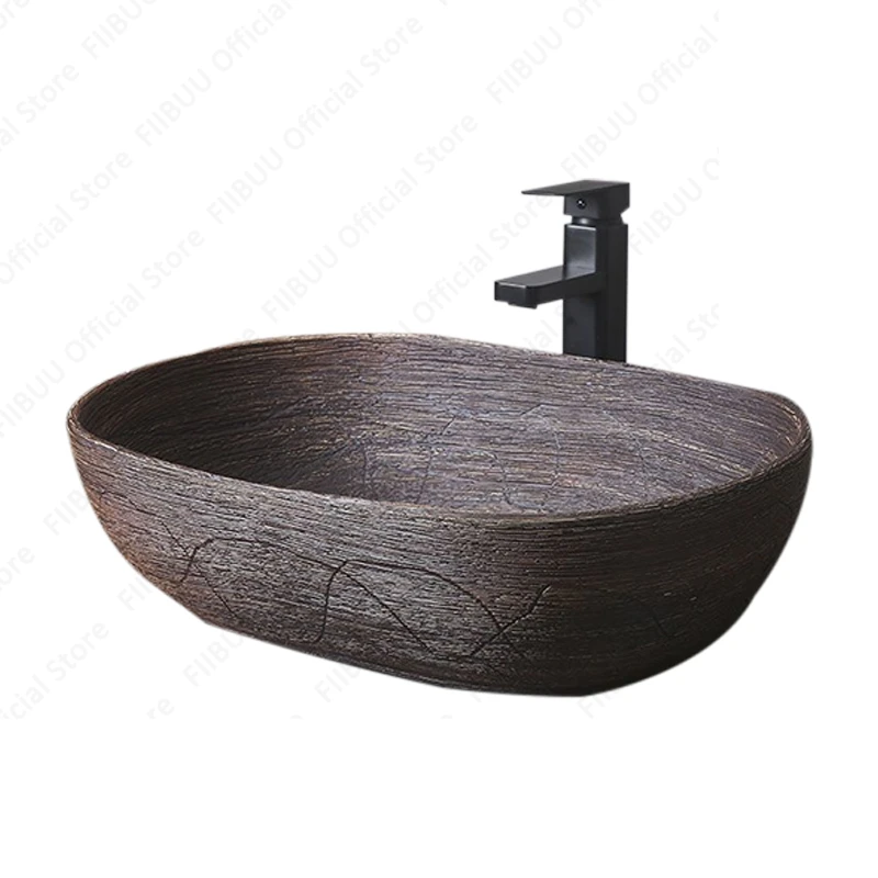 Ceramic Table Sink Porcelain Countertop Vessel Sink For Bathroom Balcony Lavatory Washbasin Above Counter Vanity Bowl Art Basin 6
