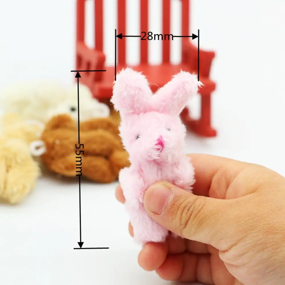 Set Di 2 Mini Bambole Coniglio E Orso In Tessuto Per Casa Delle Bambole | Accessori In Miniatura Scala 1:12 Decorazione Fai Da Te - 4