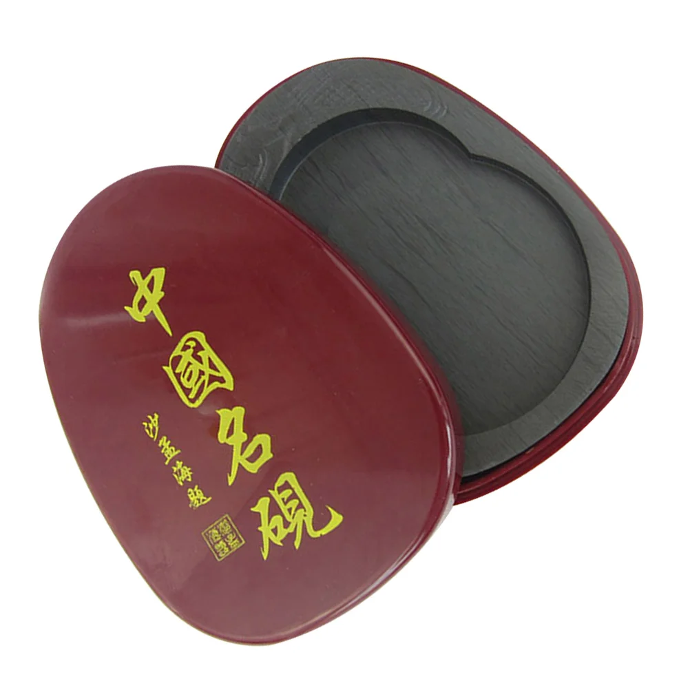 Ink Calligraphy Brush Artist Inkstone Basin Inkwell Cover Dish Bowl With Painting Duan Stone Tub Paint Washer Container