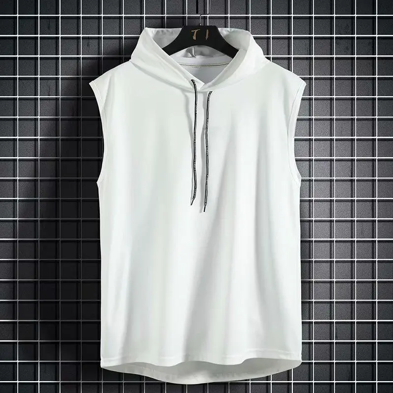 

Men Hooded Sleeveless Shirt Summer Bodybuilding Gym Tank Top Man Fashion Hip Pop Vest Fitness Singlets Sweatshirt Male Clothing